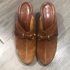 Cole Haan Warm Brown Suede & Leather Slip-On Clogs size 10